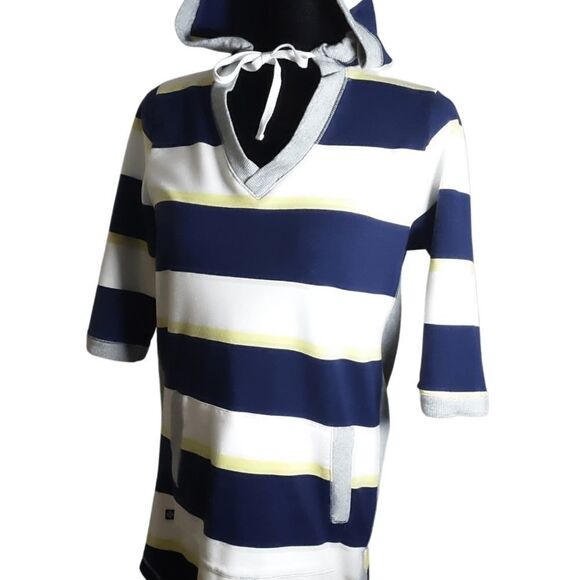 SIMPLY VERA Top Striped Summer Hoodie EUC Sz S - Picture 1 of 7